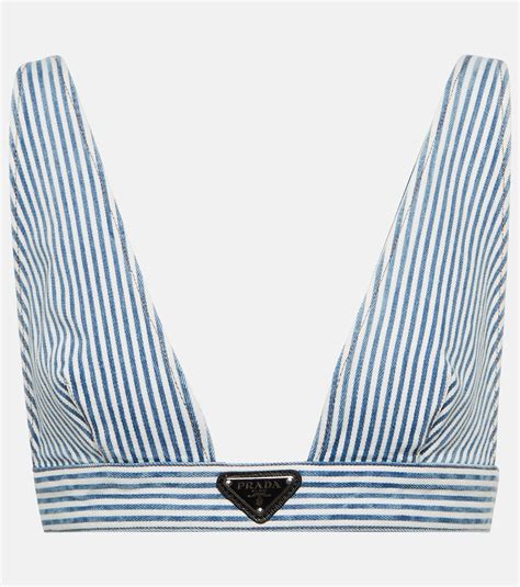 prada striped jeans bralette